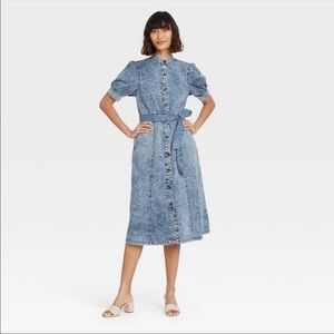 Who what wear | acid wash denim button up dress NWT size medium